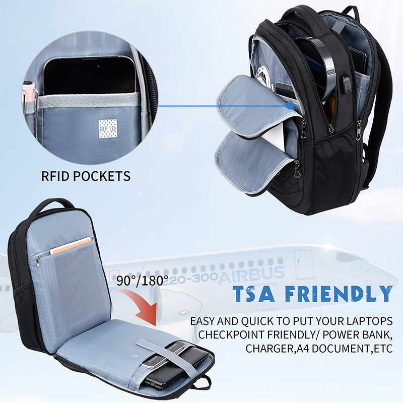 Laptop backpack 17 inch waterproof extra large tsa travel backpack anti online theft