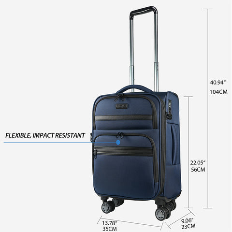 KROSER Softside Expandable Carry On Luggage with Spinner Wheels,Navy