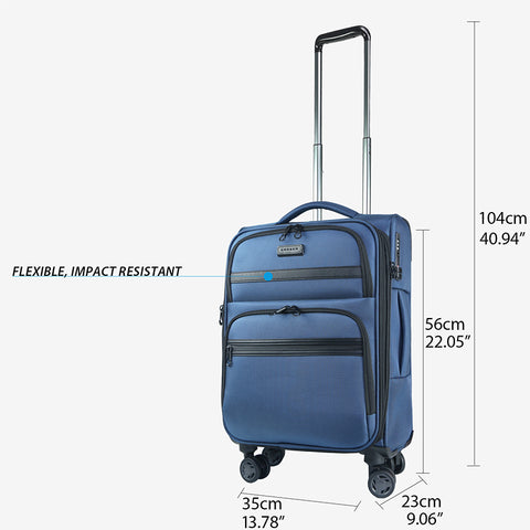 KROSER Softside Expandable Carry On Luggage with Spinner Wheels,Haze Blue