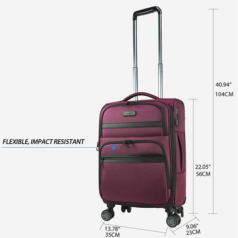 KROSER Softside Expandable Carry On Luggage with Spinner Wheels,Burgundy