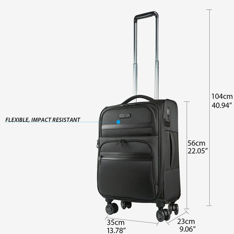 KROSER Softside Expandable Carry On Luggage with Spinner Wheels,Black