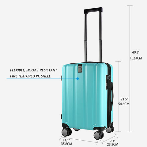 KROSER 20" Hardside Expandable Carry On Luggage, Lake Blue