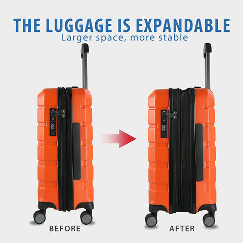 KROSER Hardside Expandable Carry On Luggage, Orange