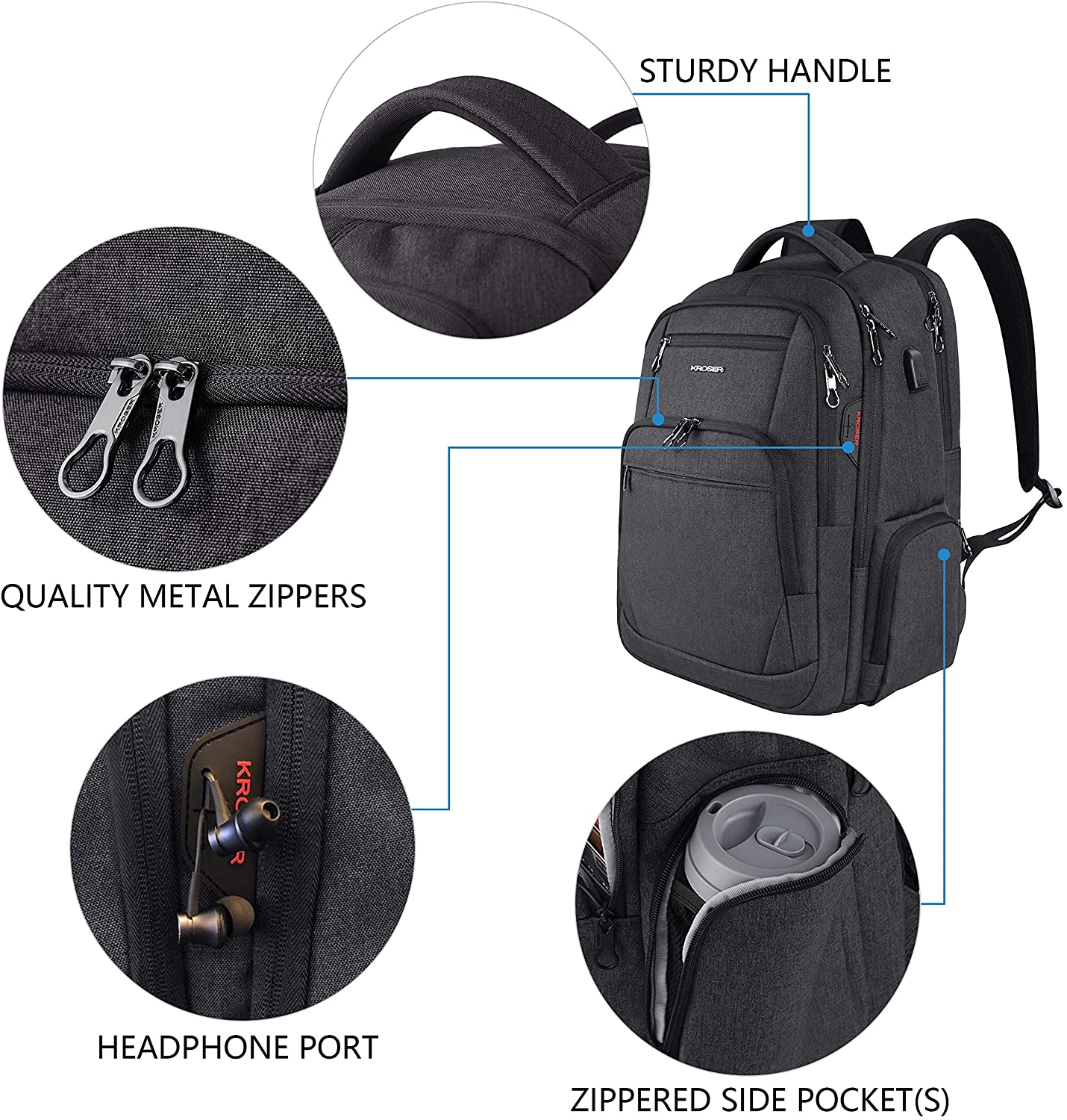 KROSER 17.3 Inch Laptop Backpack Business Travel Computer Backpack